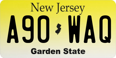 NJ license plate A90WAQ