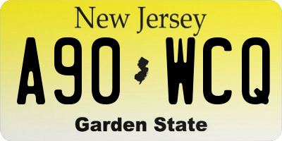 NJ license plate A90WCQ