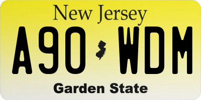 NJ license plate A90WDM
