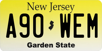 NJ license plate A90WEM