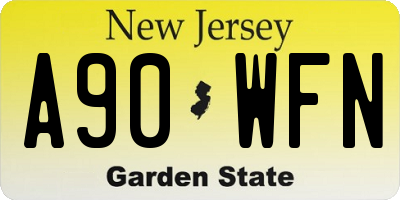 NJ license plate A90WFN