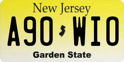 NJ license plate A90WIO