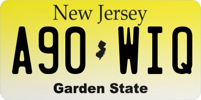 NJ license plate A90WIQ