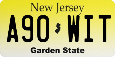 NJ license plate A90WIT
