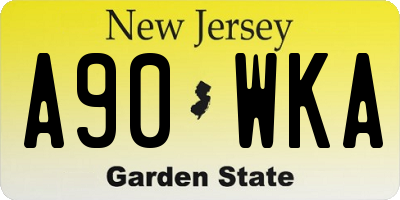 NJ license plate A90WKA