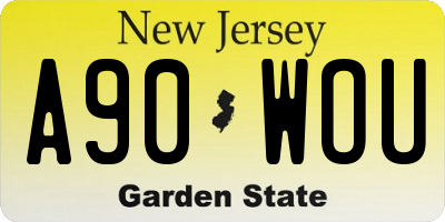 NJ license plate A90WOU