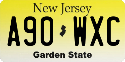 NJ license plate A90WXC