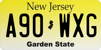 NJ license plate A90WXG