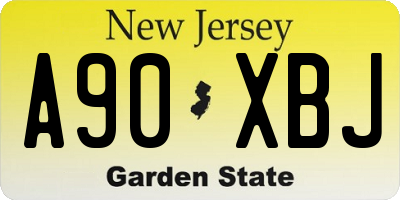NJ license plate A90XBJ