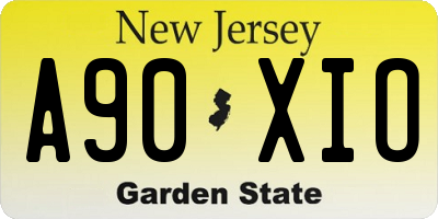 NJ license plate A90XIO