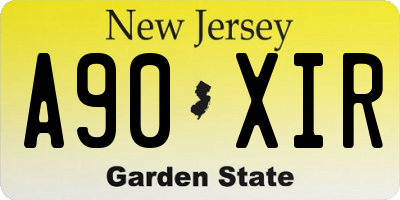 NJ license plate A90XIR