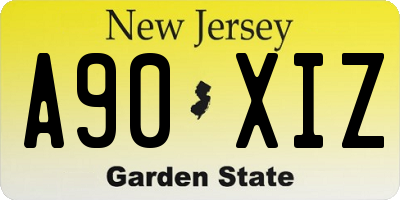 NJ license plate A90XIZ