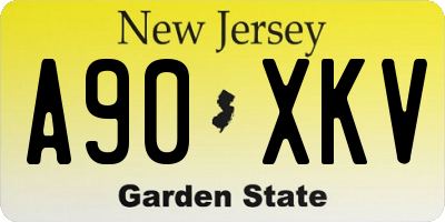NJ license plate A90XKV