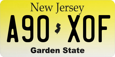NJ license plate A90XOF