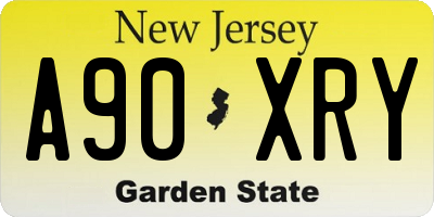 NJ license plate A90XRY