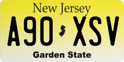 NJ license plate A90XSV