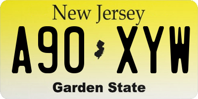 NJ license plate A90XYW