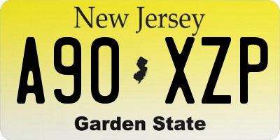 NJ license plate A90XZP