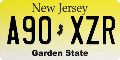 NJ license plate A90XZR