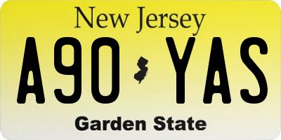 NJ license plate A90YAS