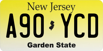 NJ license plate A90YCD