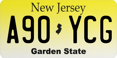 NJ license plate A90YCG