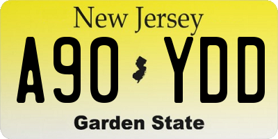 NJ license plate A90YDD