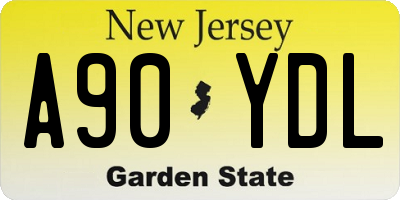 NJ license plate A90YDL