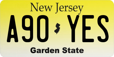 NJ license plate A90YES
