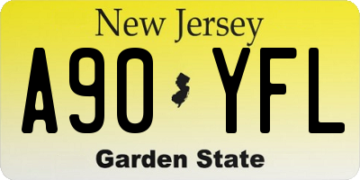 NJ license plate A90YFL