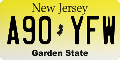NJ license plate A90YFW