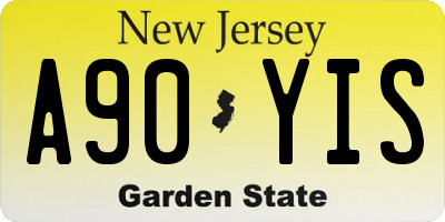 NJ license plate A90YIS