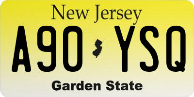 NJ license plate A90YSQ