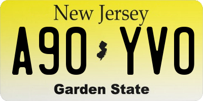 NJ license plate A90YVO