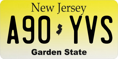 NJ license plate A90YVS