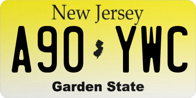 NJ license plate A90YWC
