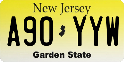 NJ license plate A90YYW