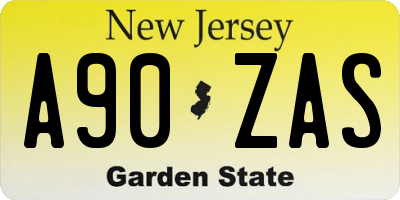 NJ license plate A90ZAS