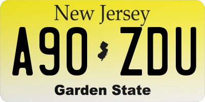NJ license plate A90ZDU