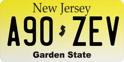 NJ license plate A90ZEV
