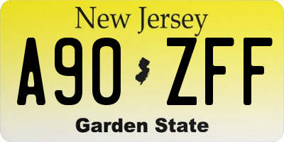 NJ license plate A90ZFF