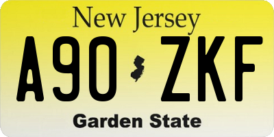 NJ license plate A90ZKF