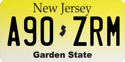 NJ license plate A90ZRM