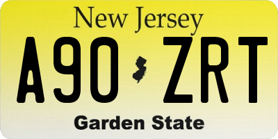 NJ license plate A90ZRT