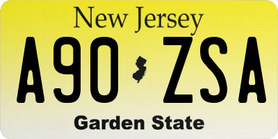 NJ license plate A90ZSA