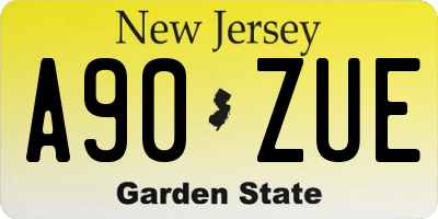 NJ license plate A90ZUE