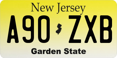 NJ license plate A90ZXB