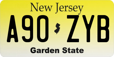 NJ license plate A90ZYB