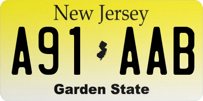 NJ license plate A91AAB