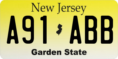 NJ license plate A91ABB
